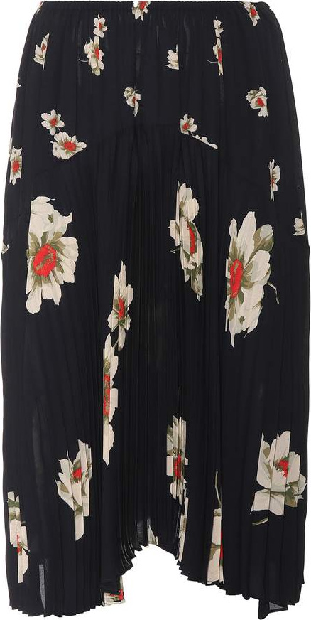Vince Floral-printed plissé skirt
