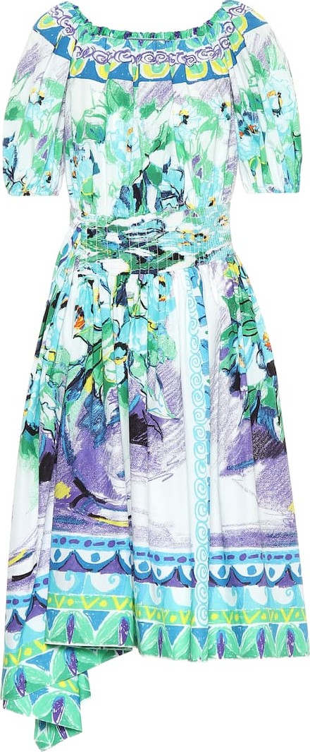 Prada Printed cotton poplin dress