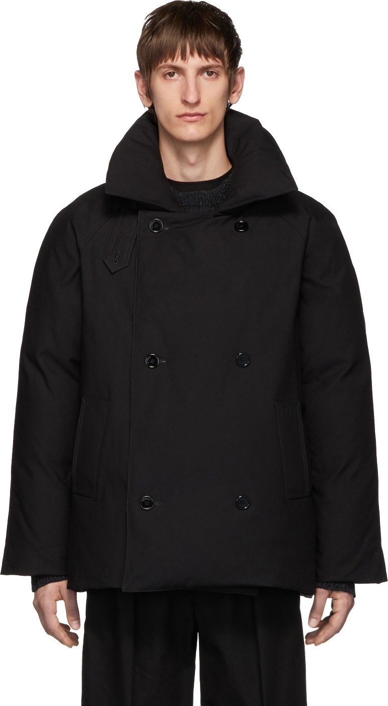Raf Simons Black Down Double-Breasted Coat