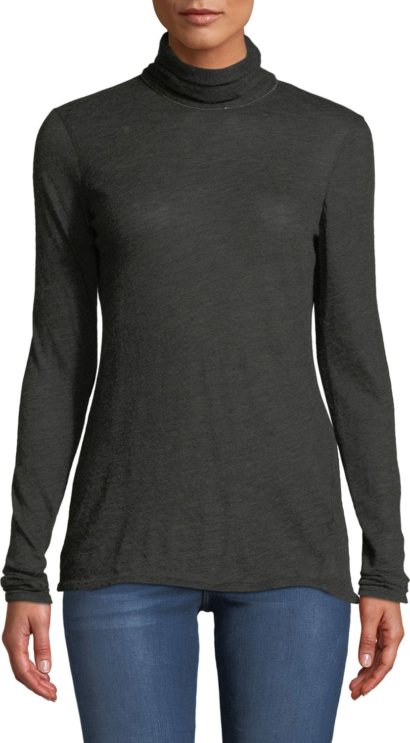 Lafayette 148 New York Dresden Turtleneck Long-Sleeve Cashmere Jersey Top