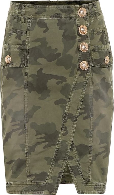 Balmain Camouflage denim skirt