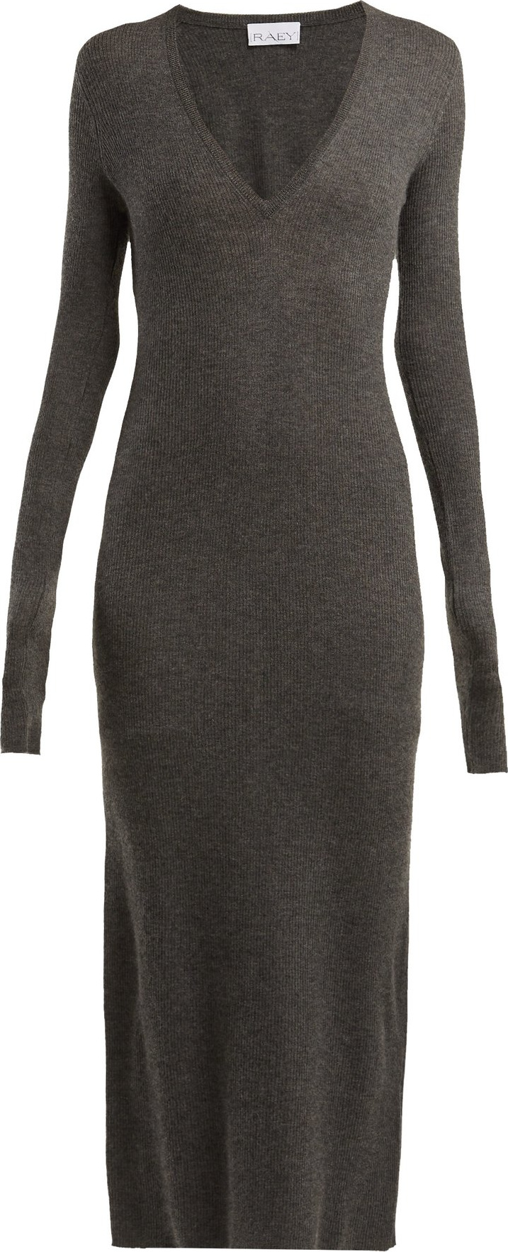 Raey Deep-V fine-rib cashmere dress
