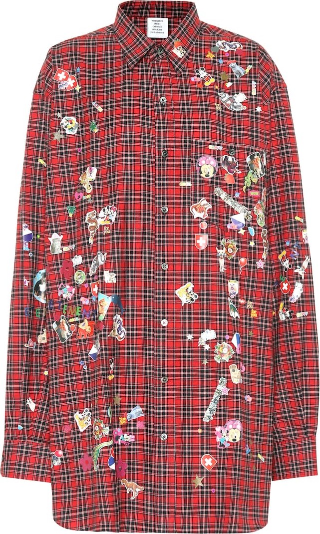 Vetements Printed checked cotton shirt