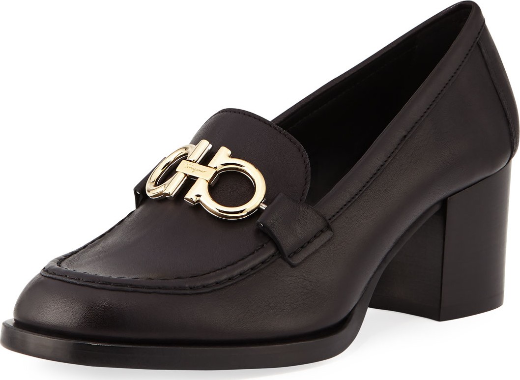 Salvatore Ferragamo Rolo Loafer Pumps with Reversible Gancini Bit
