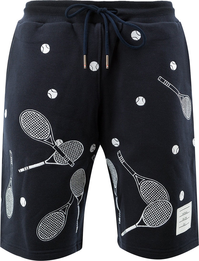 Thom Browne tennis racket embroidered shorts