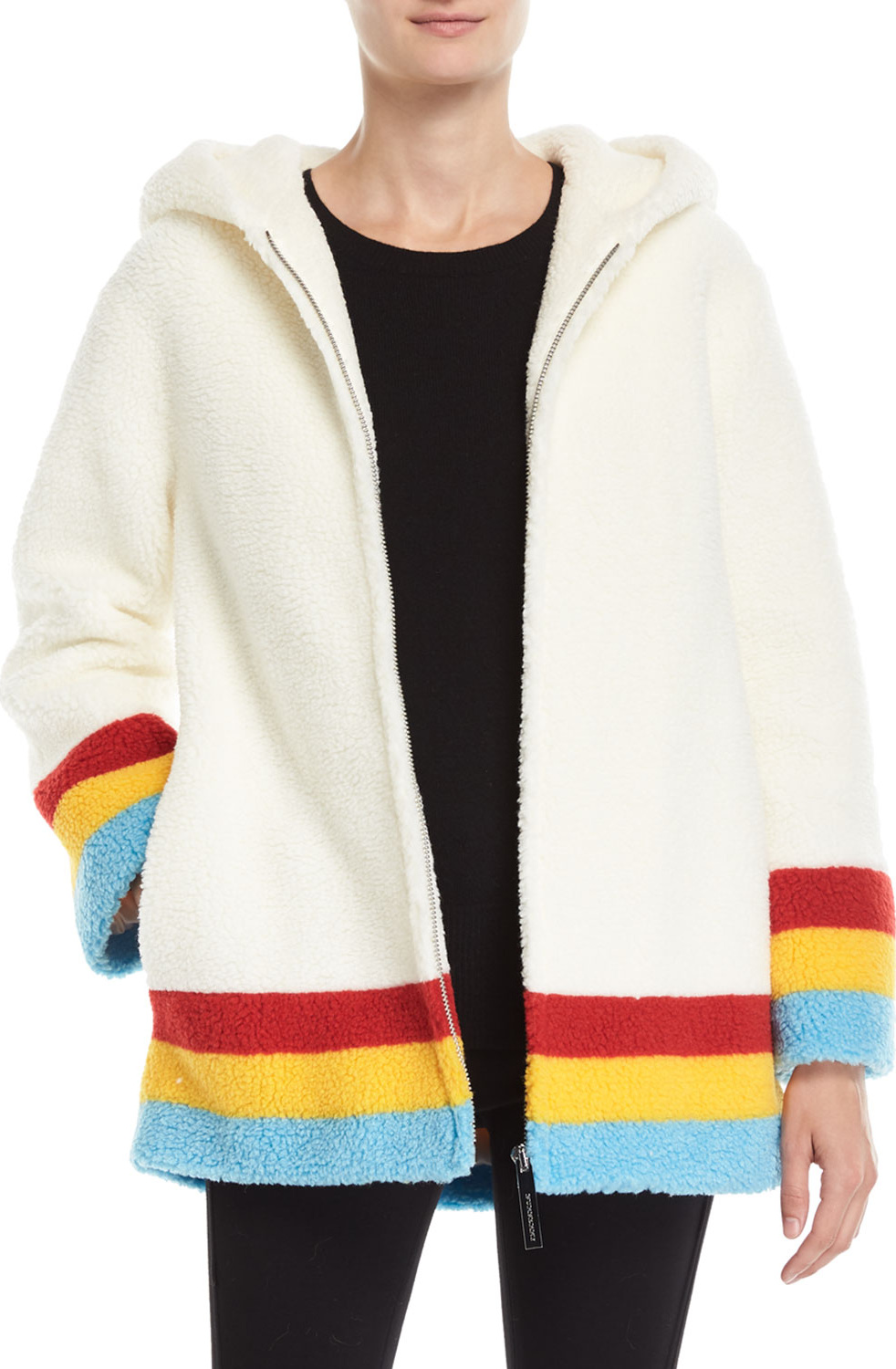 Burberry London England Craven Striped Faux-Shearling Hooded Jacket