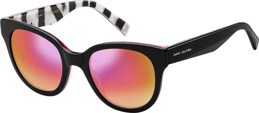 MARC JACOBS Round Mirrored Sunglasses w/ Zebra-Print Trim