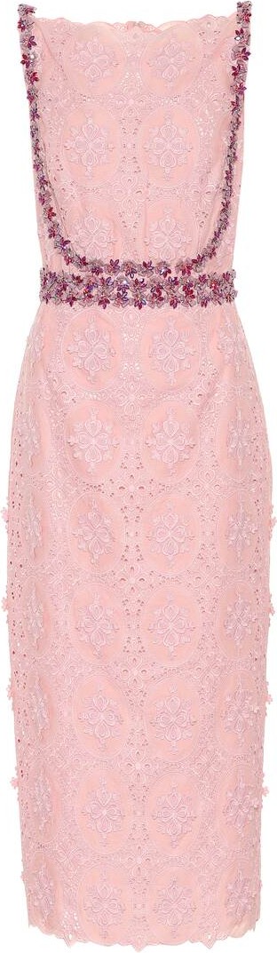 Costarellos Embellished lace midi dress