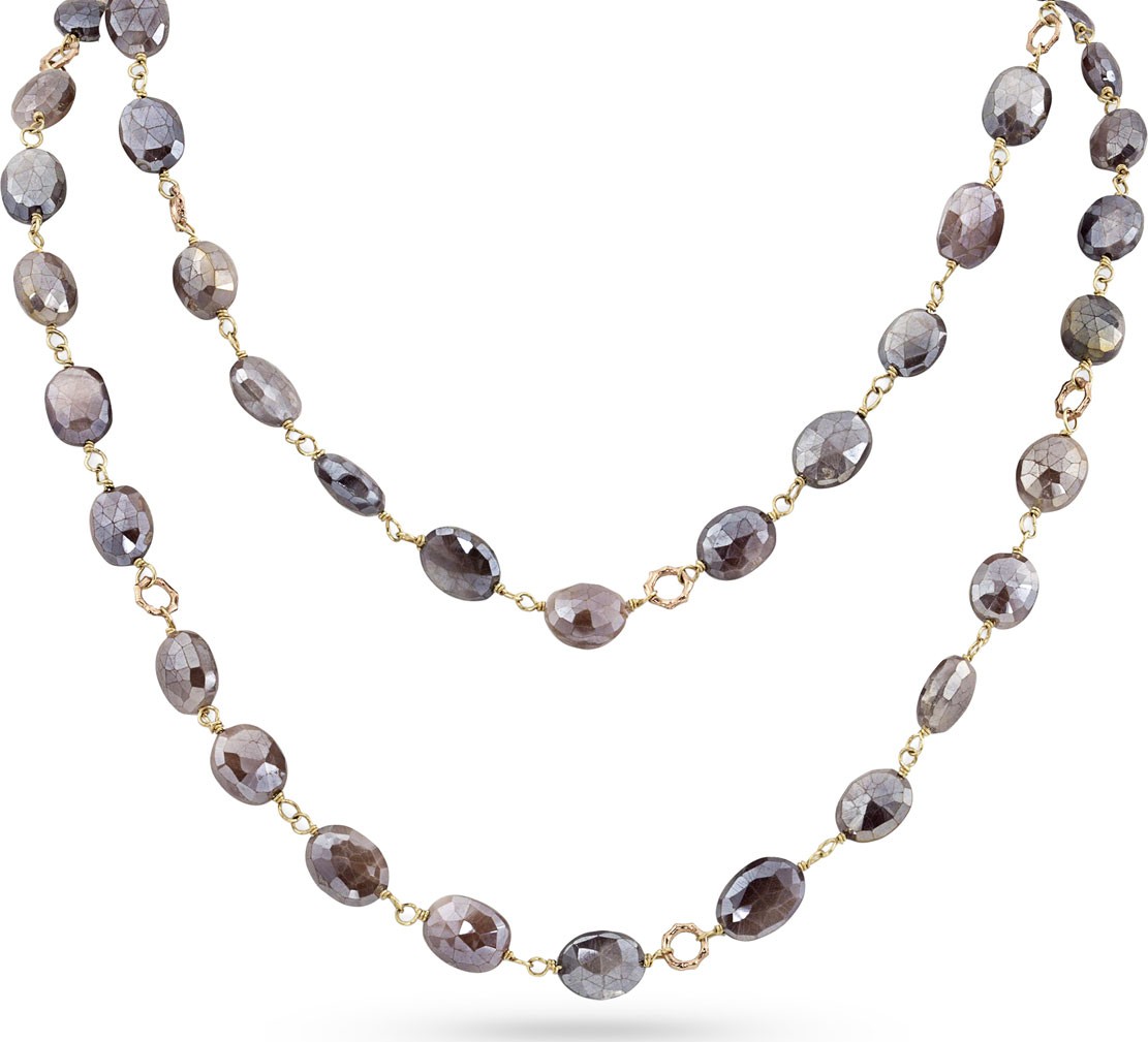 Dominique Cohen 18k Rose Gold Pink Moonstone Long Necklace, 42"L