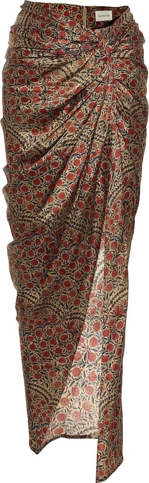 Khaite Louie floral satin skirts