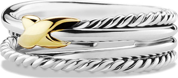 David Yurman Sterling Silver & 18K Gold X Crossover Ring