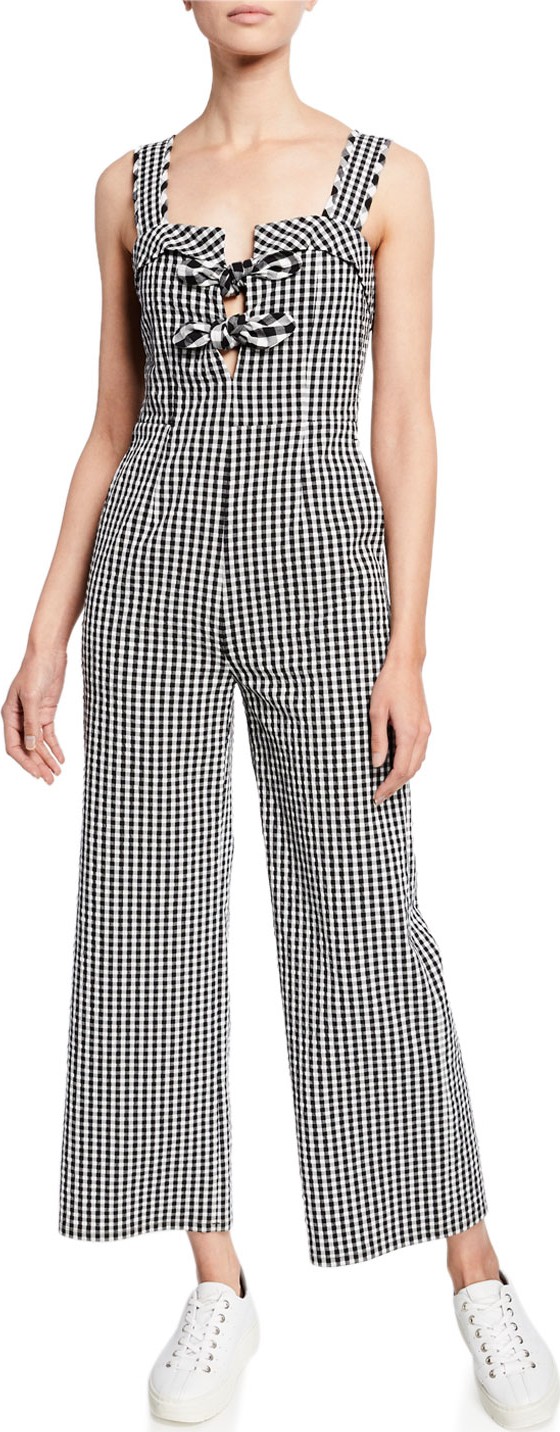 Tanya Taylor Rosalind Gingham Sleeveless Wide-Leg Jumpsuit