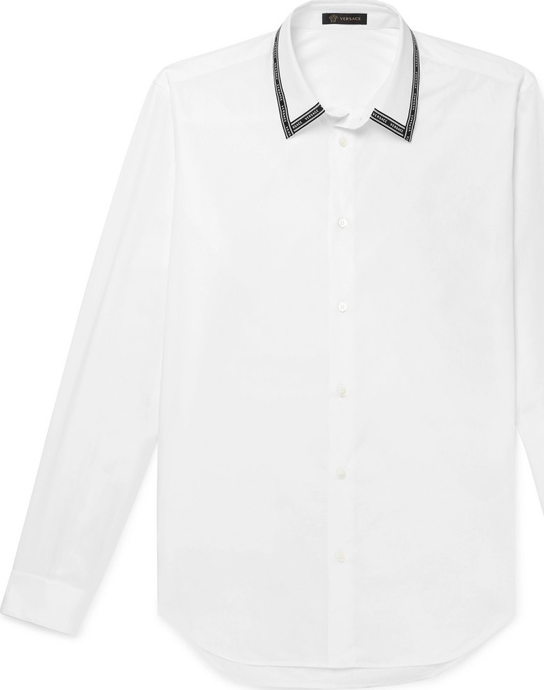 Versace Logo-Trimmed Cotton-Poplin Shirt