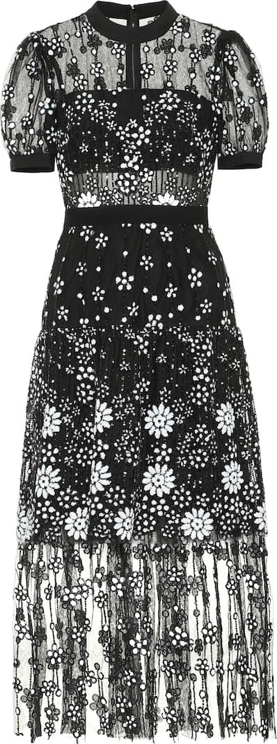 Self Portrait Sequined tulle dress