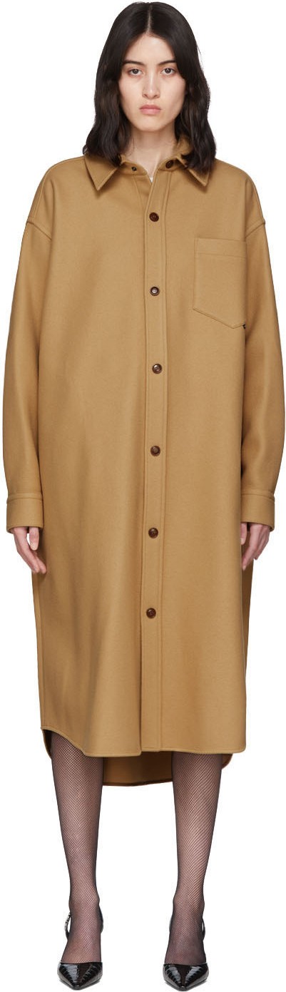 Alexander Wang Tan Oversized Wool-Blend Coat