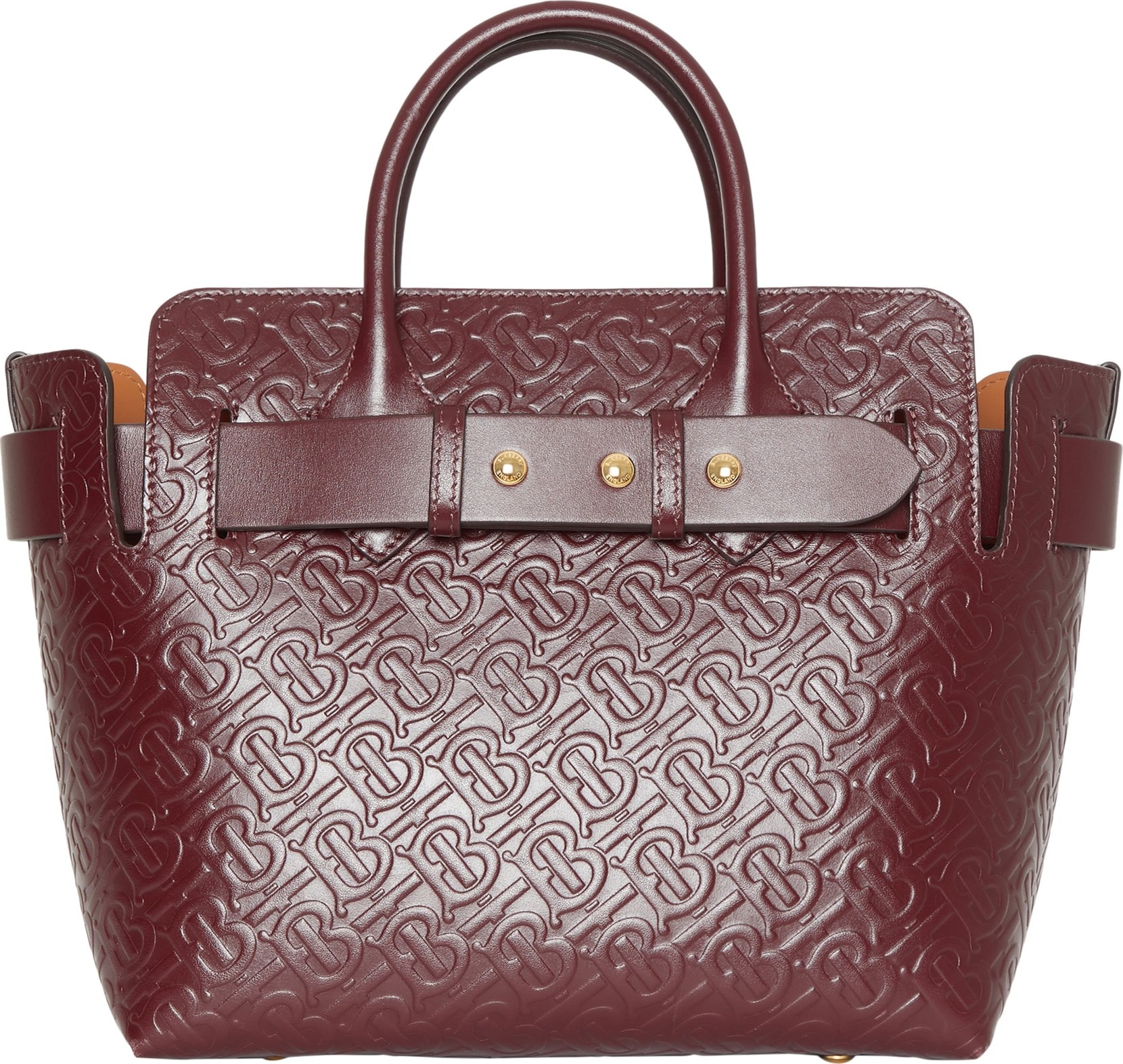 Burberry London England Small Belt Embossed Logo Leather Satchel