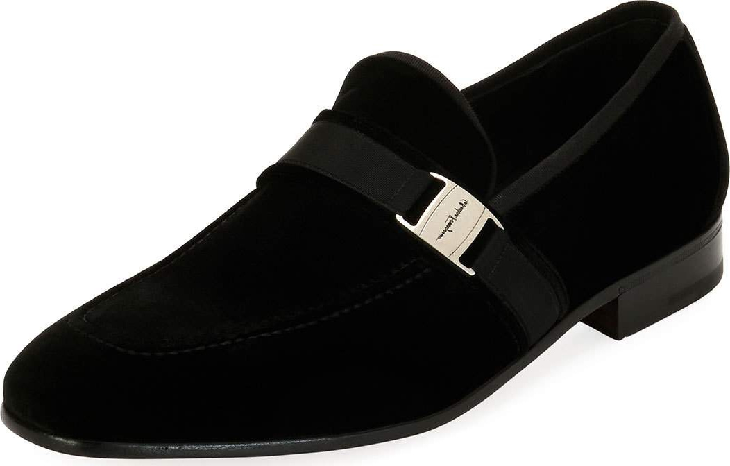 Salvatore Ferragamo Men's Velvet Formal Loafer, Black