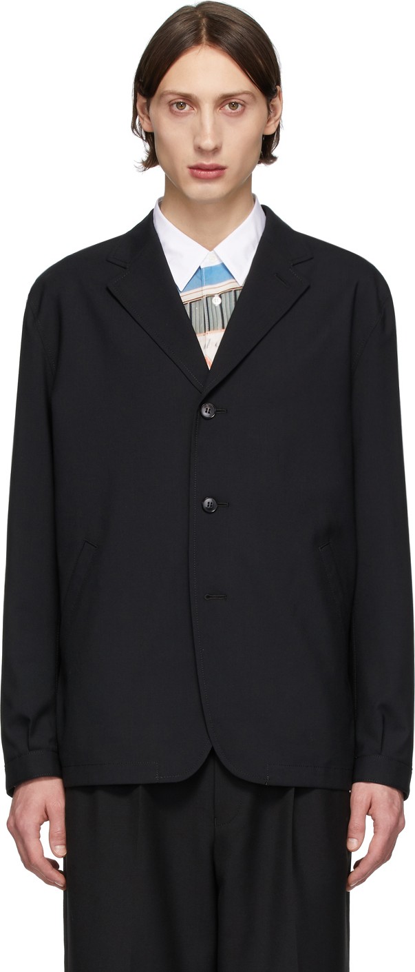 Comme des Garçons Homme Black Tropical Wool Three-Button Blazer