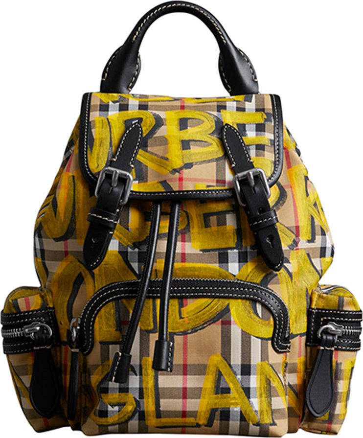 Burberry London England Graffiti Check-Print Small Rucksack Backpack