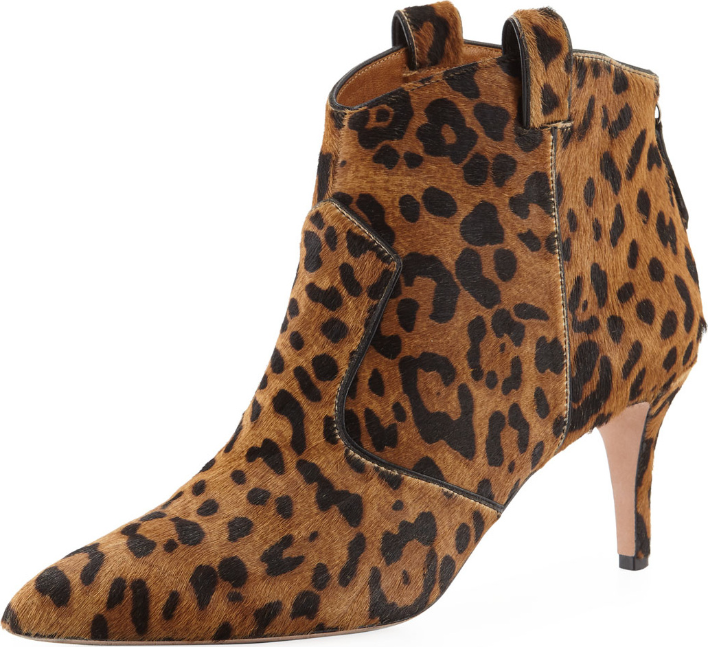 Veronica Beard Lexi Leopard-Print Calf Hair Pointed 65mm Booties