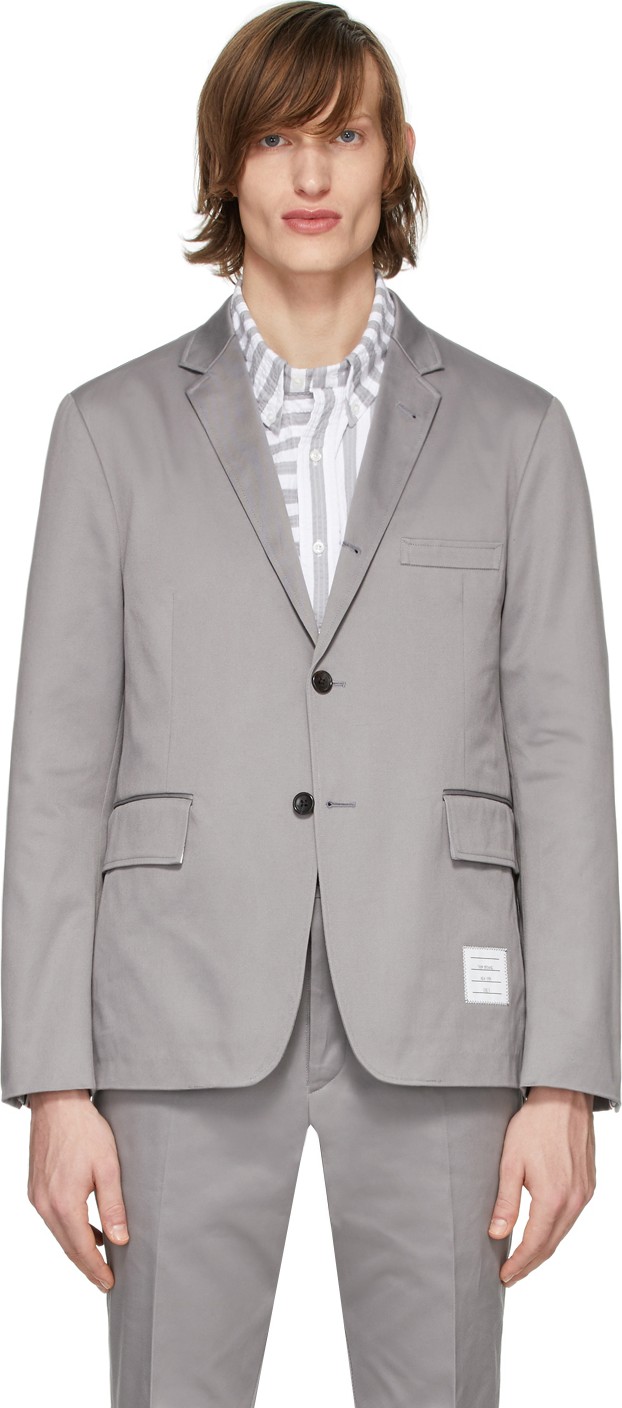Thom Browne Grey Unconstructed Classic Blazer
