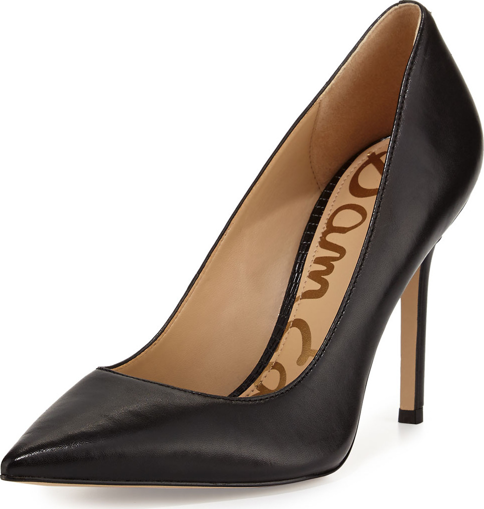 Sam Edelman Hazel Pointed-Toe Leather Pump, Black