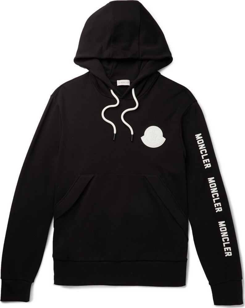 Moncler Maglia Logo-Appliquéd Printed Loopback Cotton-Jersey Hoodie
