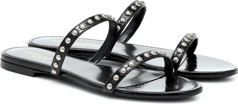 Saint Laurent Kiki embellished snakeskin sandals
