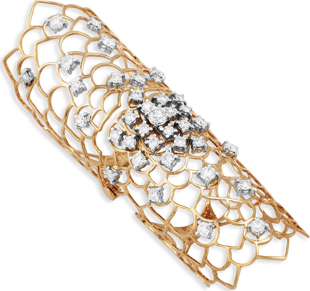 Staurino Fratelli 18k Rose Gold Elongated Ring w/ Diamonds