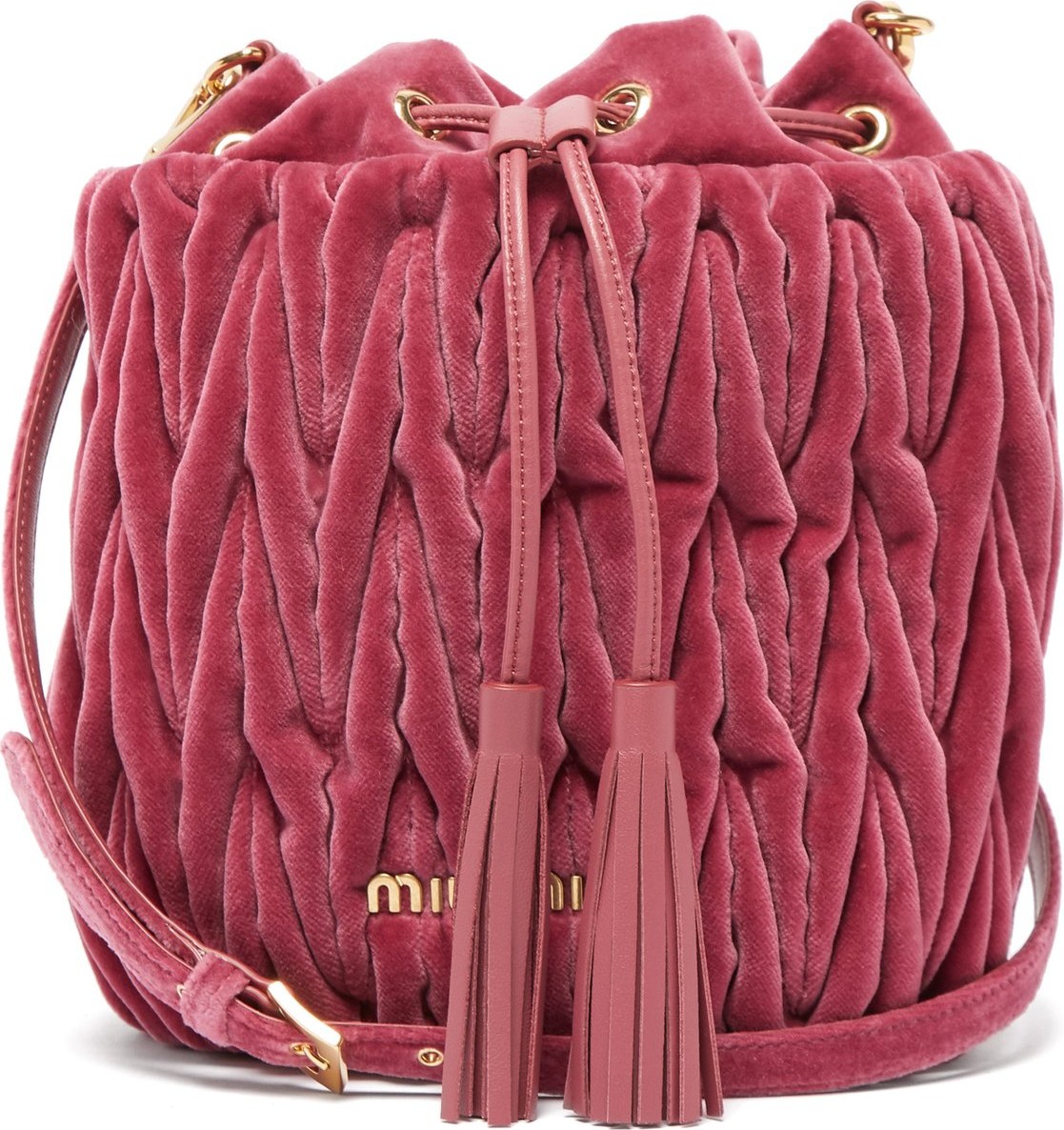 Miu Miu Matelassé-quilted velvet bucket bag