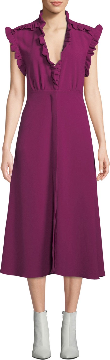 IRO Hurray Ruffle Split-Hem Midi Dress