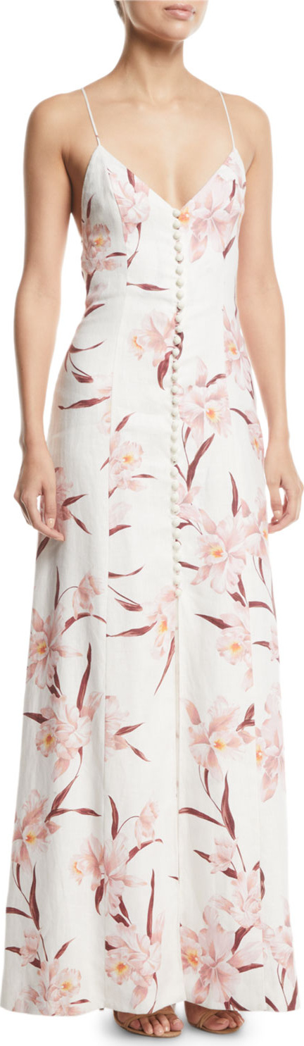 Zimmermann Corsage Floral Strappy-Back Maxi Dress