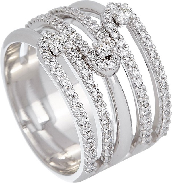 Istanboulli Gioielli Milano Anima 18k White Gold 5-Row Diamond Ring, Size 7.5