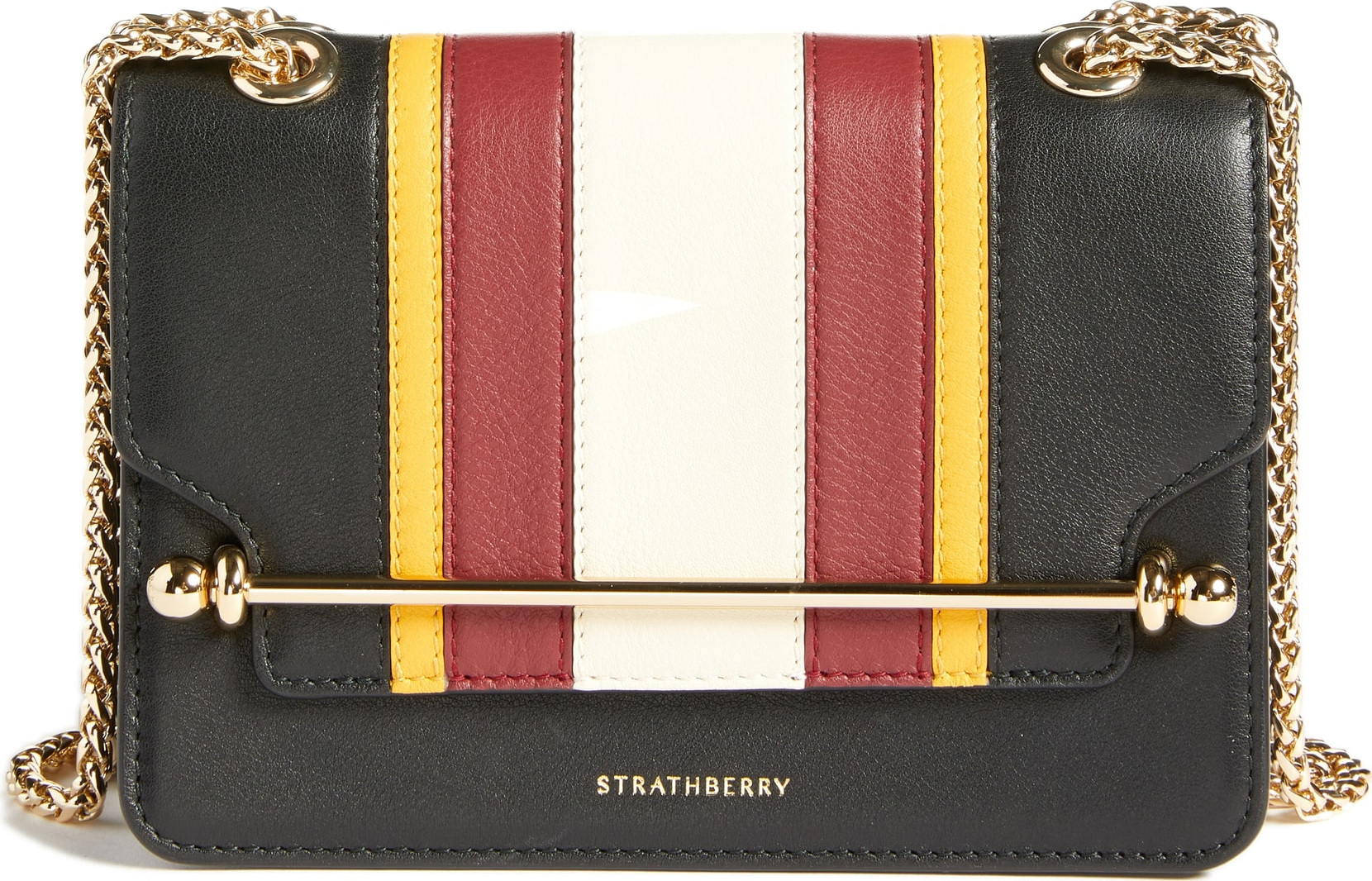 Strathberry Mini East/West Stripe Leather Crossbody Bag