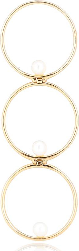 Anissa Kermiche Triple Rondeur Perlée 14kt gold and pearl single earring