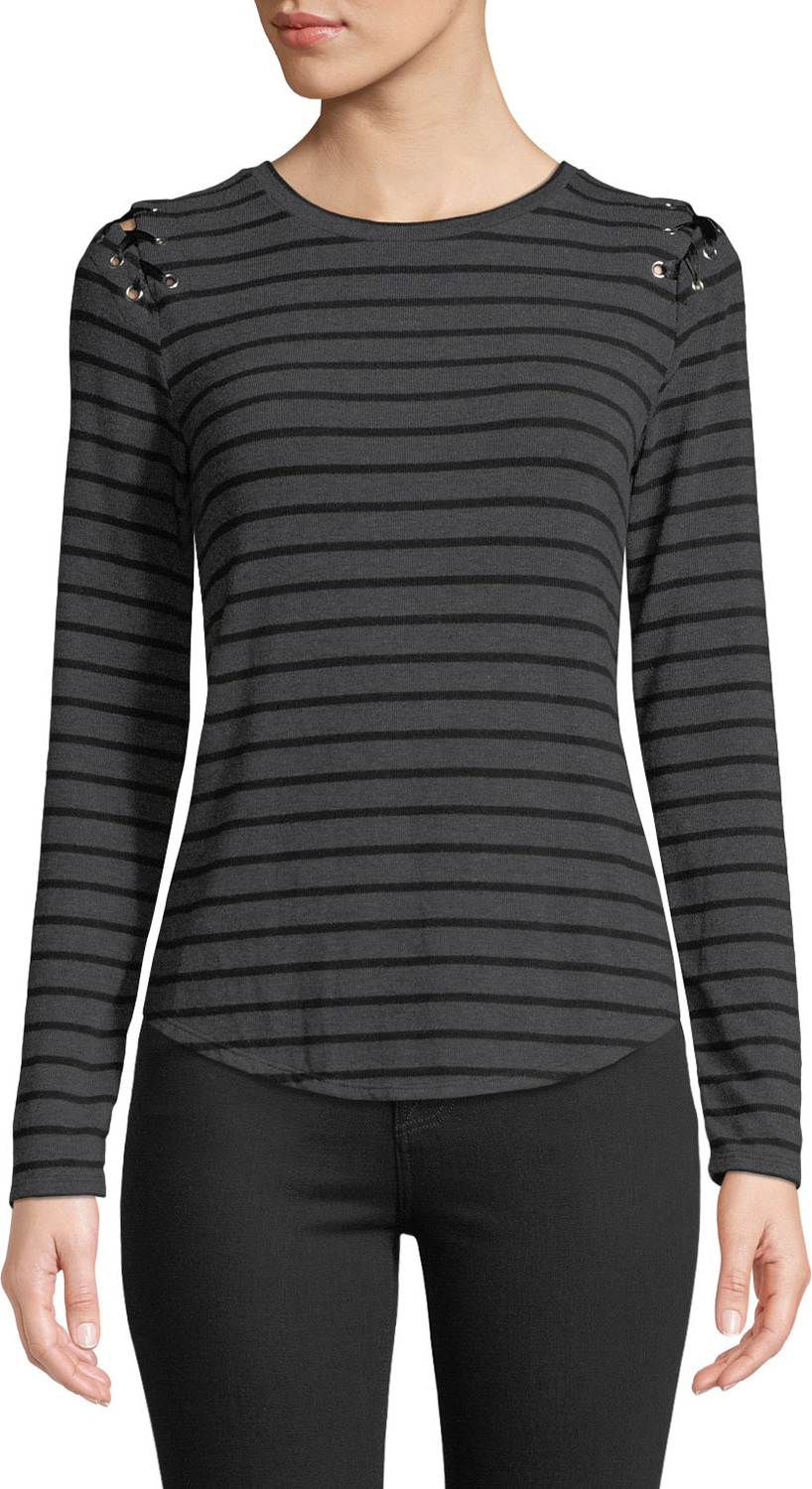 Generation Love Pauline Striped Lace-Up Top