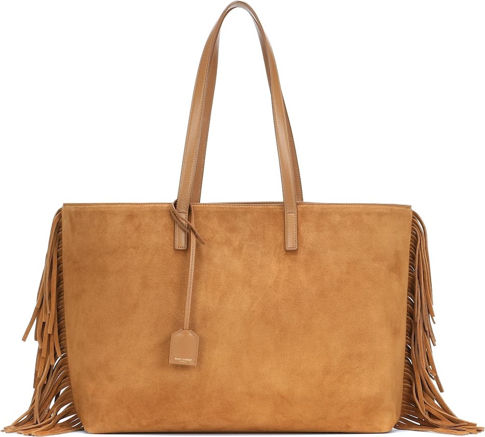 Saint Laurent East West fringed suede tote