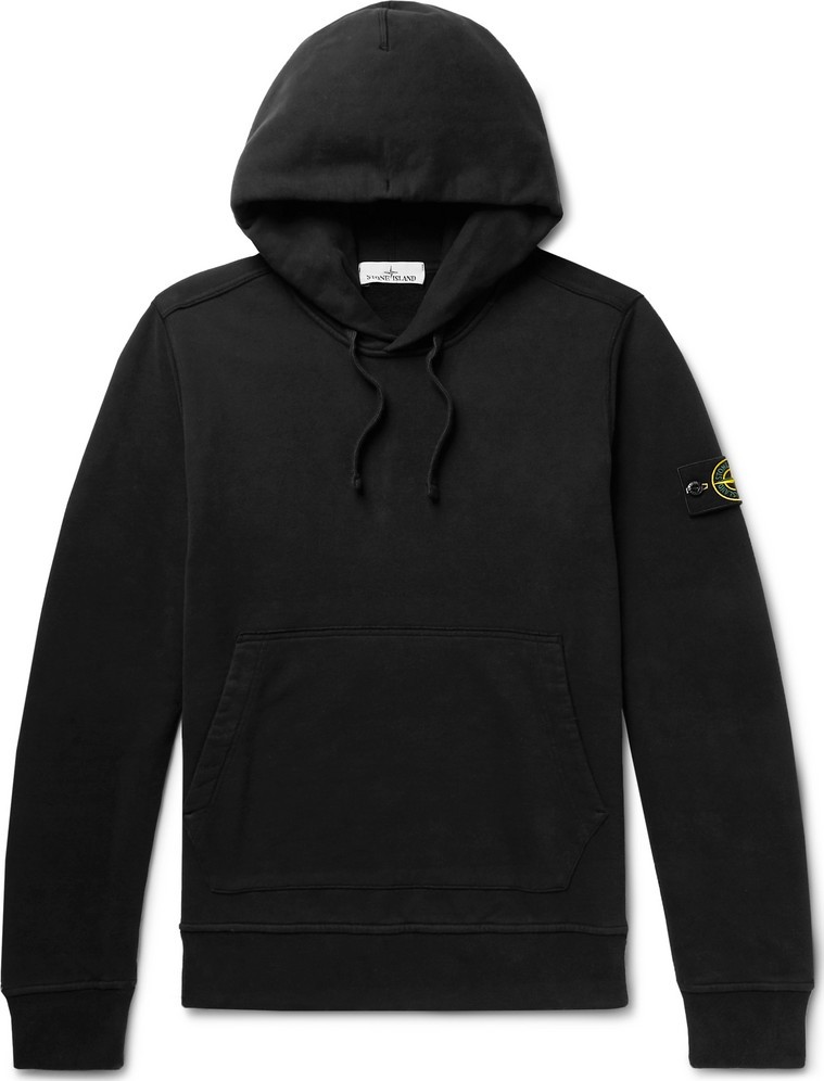 Stone Island Logo-Appliquéd Fleece-Back Cotton-Jersey Hoodie