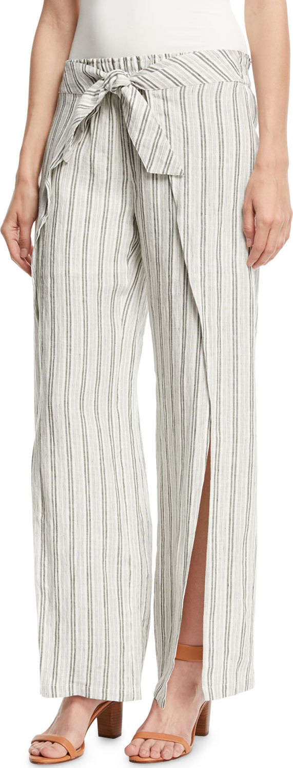 Joie Sahira Striped Linen Wide-Leg Pants