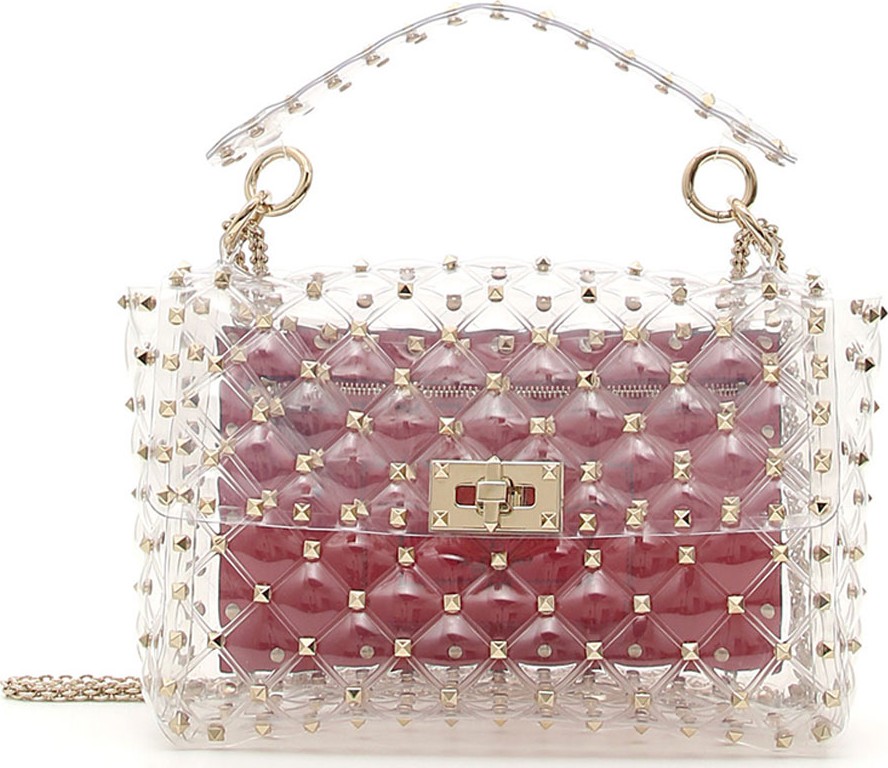 Valentino Rockstud Spike Plexi Medium Shoulder Bag