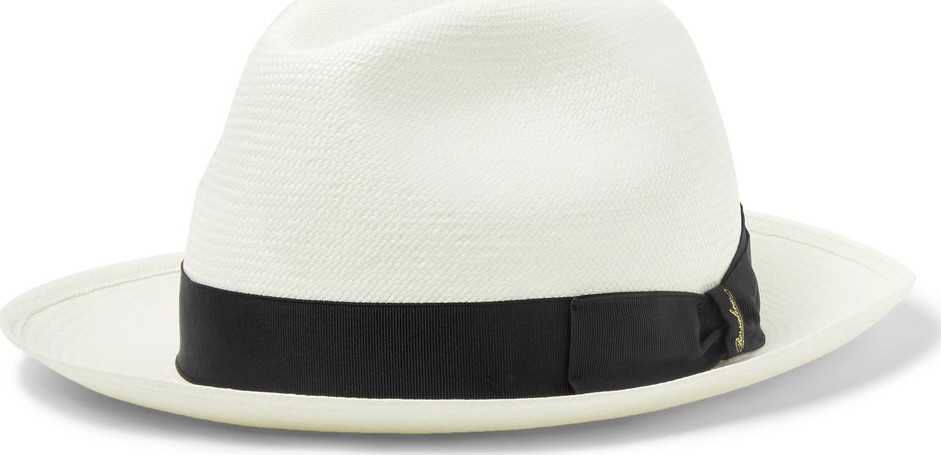 Borsalino Grosgrain-Trimmed Straw Panama Hat