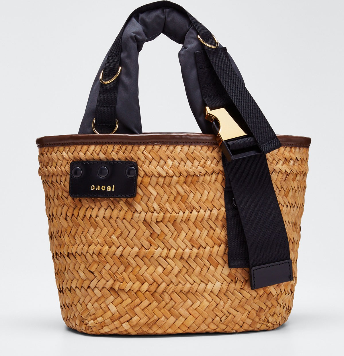Sacai Hybrid Marche Medium Woven Bucket Bag