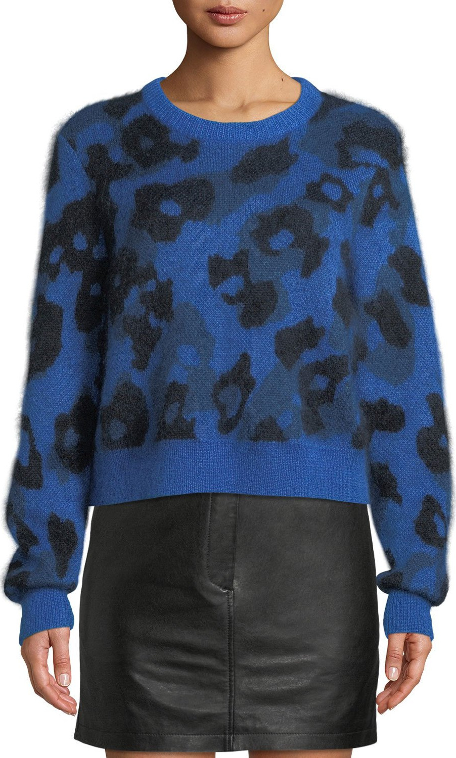 Rag & Bone Leopard-Print Mohair-Blend Crewneck Sweater