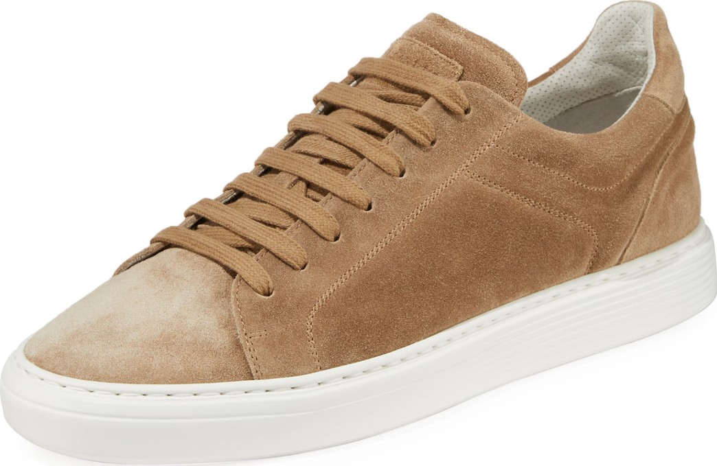 Brunello Cucinelli Men's Suede Low-Top Sneakers