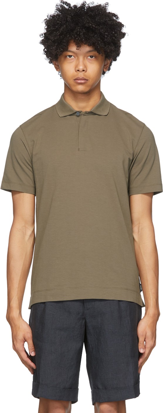 Z Zegna Tan Crepe Polo