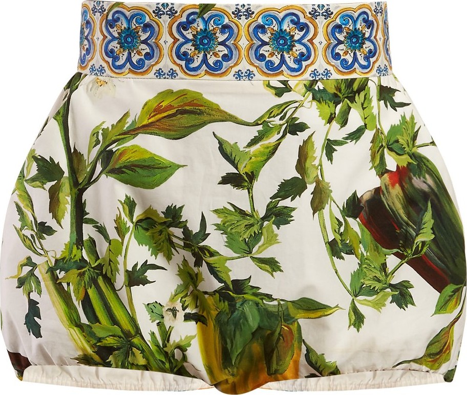 Dolce & Gabbana Majolica and pepper-print poplin shorts
