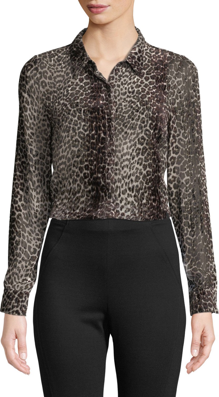 Elie Tahari Ingunn Leopard-Print Blouse