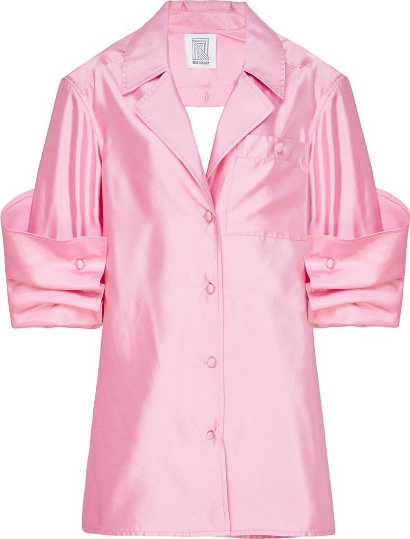 Rosie Assoulin Peek-A-Boo Silk-Satin Shirt