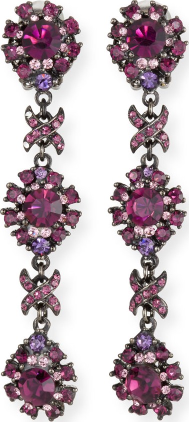 Jose & Maria Barrera Crystal Linear Clip-On Earrings, Amethyst