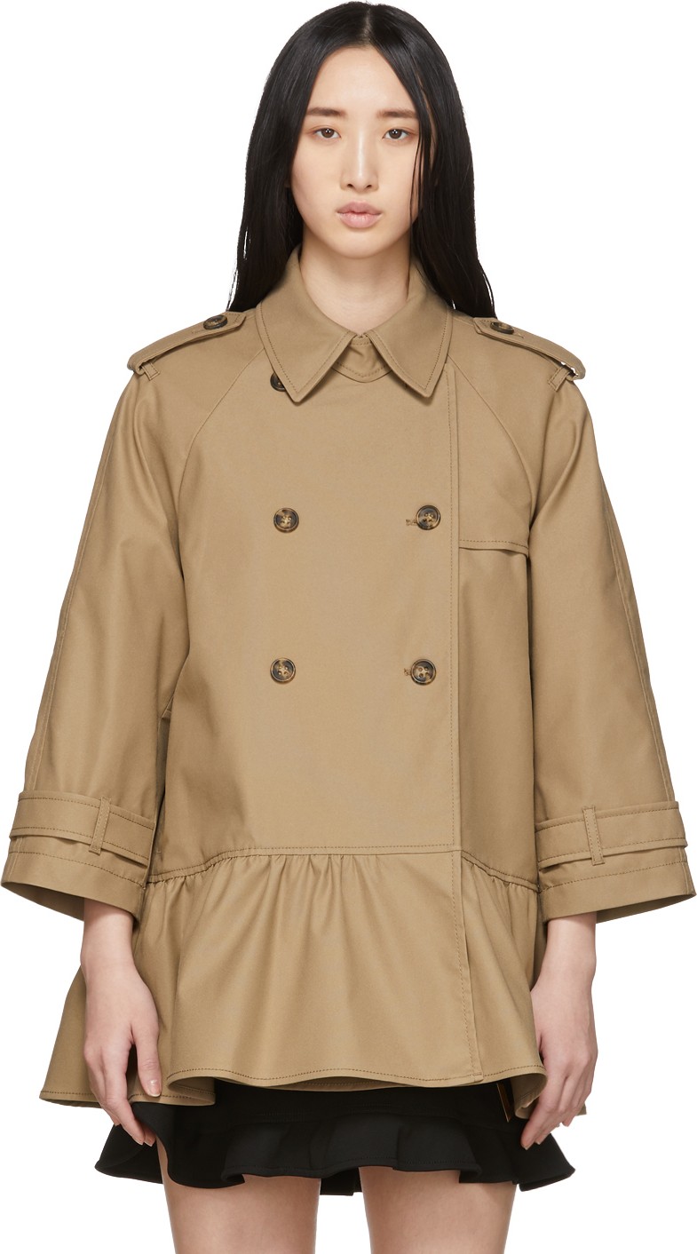 RED Valentino Khaki Tech Armor Trench Coat RED Valentino Khaki Tech Armor Trench Coat